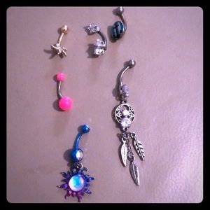 Set of 6 Belly Button Rings